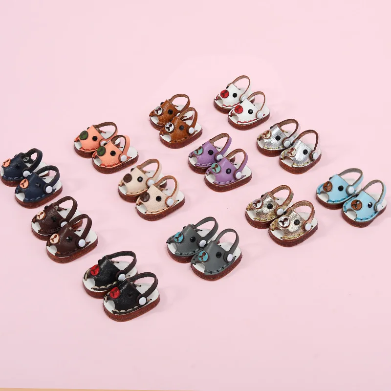 Ob11 Doll Casual Leather Cowhide Shoes Dolls Sandals Beach Shoes Toys For Obitsu11, Holala, Body9, Gsc, Ddf, Ymy 1/12bjd Doll