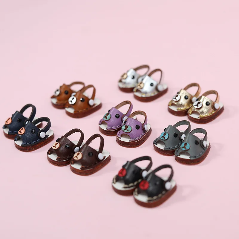 Ob11 Doll Casual Leather Cowhide Shoes Dolls Sandals Beach Shoes Toys For Obitsu11, Holala, Body9, Gsc, Ddf, Ymy 1/12bjd Doll