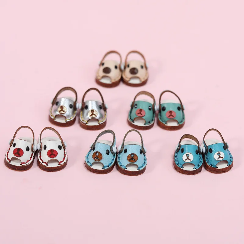 Ob11 Doll Casual Leather Cowhide Shoes Dolls Sandals Beach Shoes Toys For Obitsu11, Holala, Body9, Gsc, Ddf, Ymy 1/12bjd Doll