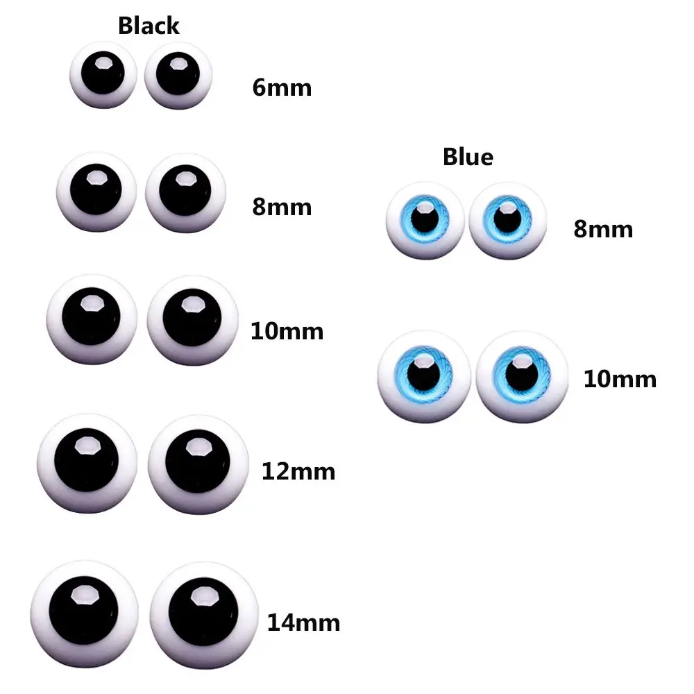 1Pair Safety Animal Toy Eyes DIY Blue Black Glass Eyes Eyeball For BJD Doll DIY Doll Making Crafts Accessories 6/8/10/12/14mm