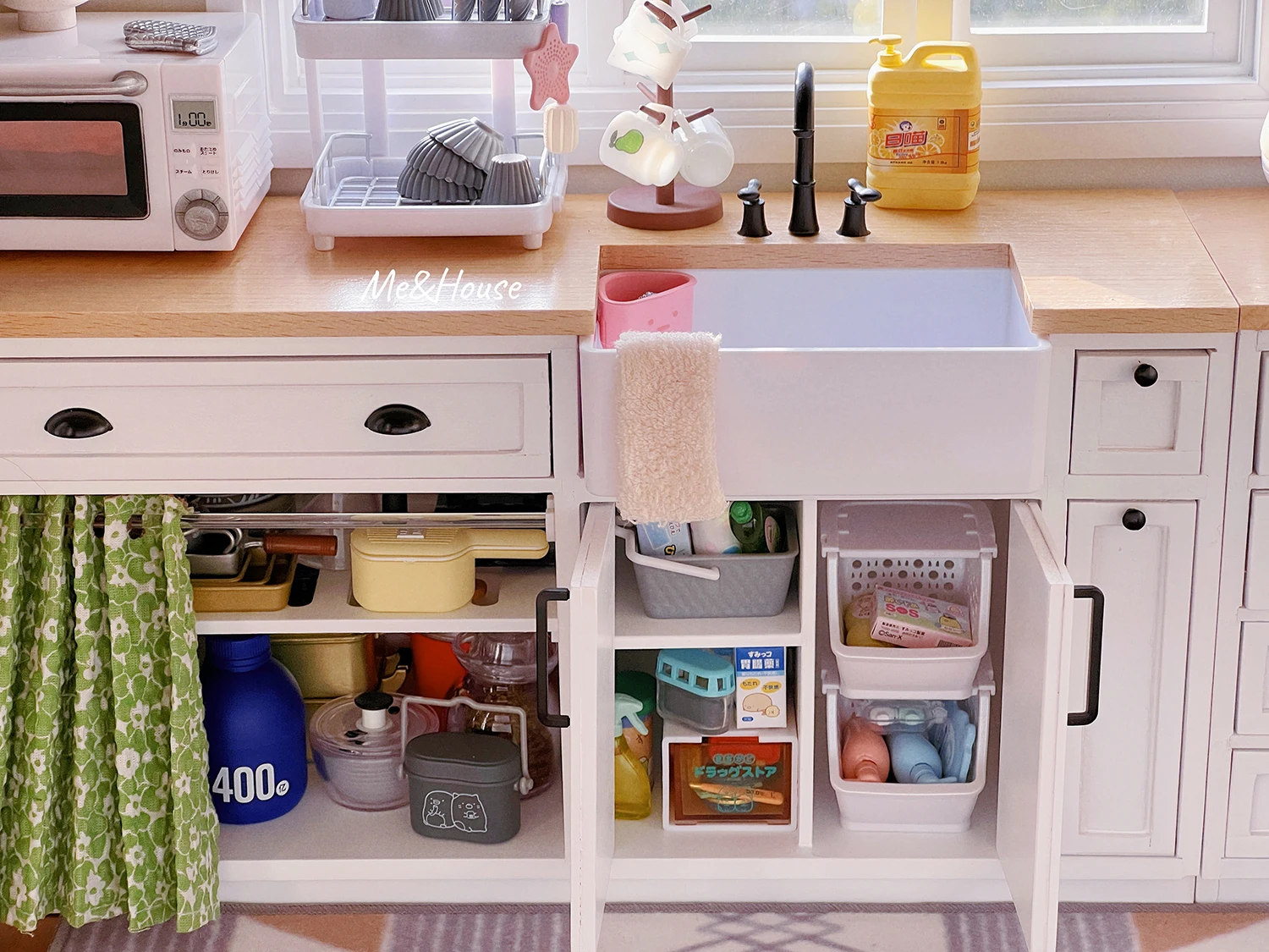 1/6 Scale Dollhouse Miniature Furniture Wooden Shelf Cabinet Sink Cabinet Operator Counter Bar Dollhouse Kitchen Accessory