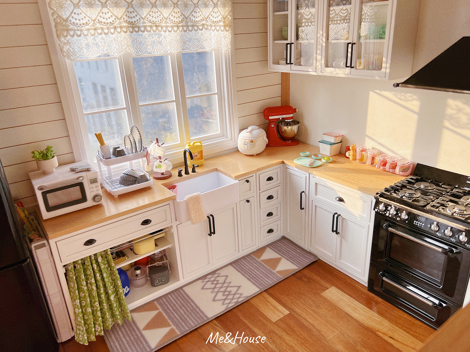 1/6 Scale Dollhouse Miniature Furniture Wooden Shelf Cabinet Sink Cabinet Operator Counter Bar Dollhouse Kitchen Accessory
