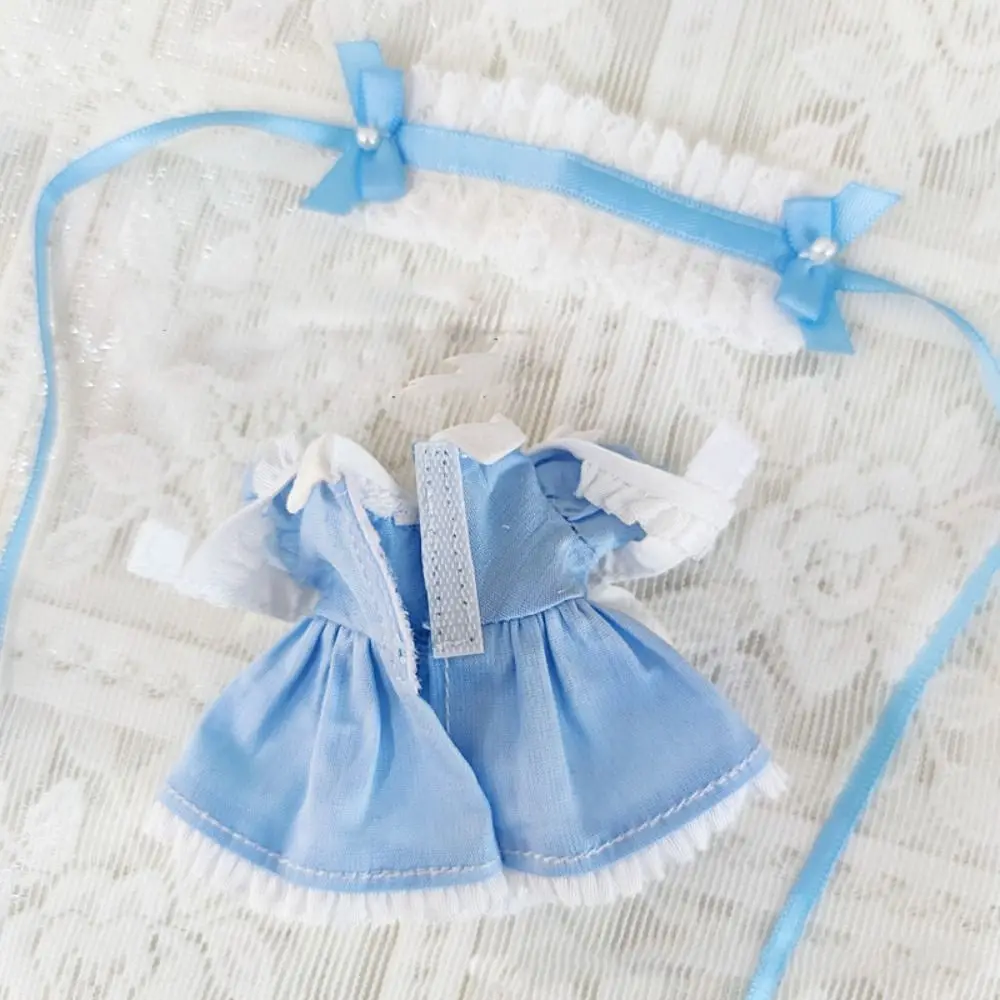 OB11 Doll Clothes Suit Cute Lace Maid Dress Apron Headband Set Blue Pink Black 1/11Bjd Dolls Princess Dresses Dolls Accessories