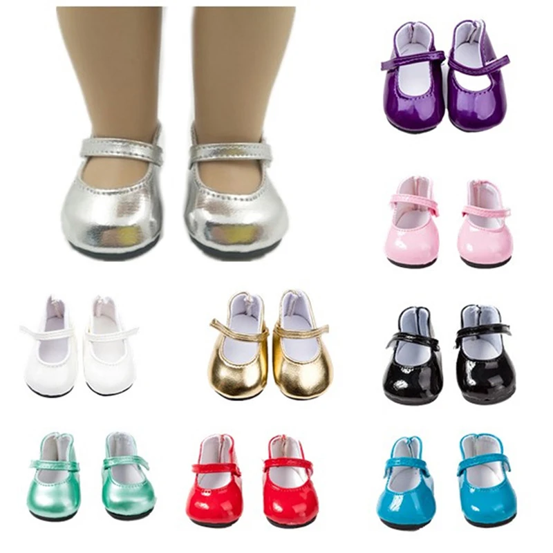 18 Inch Girls Dolls Shoes PU Leather Doll Shoes Fit 43 cm Baby Doll 7cm White Small Fresh Shoes For BJD 1/3 Girl doll