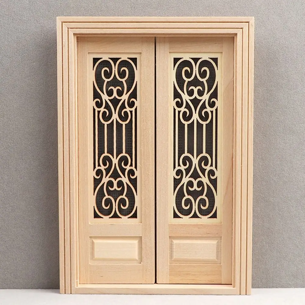 Cute Wooden Frame and Glass Plate Doll House DIY Double Window 1/12 Dollhouse Miniature Accessories Furniture Toys