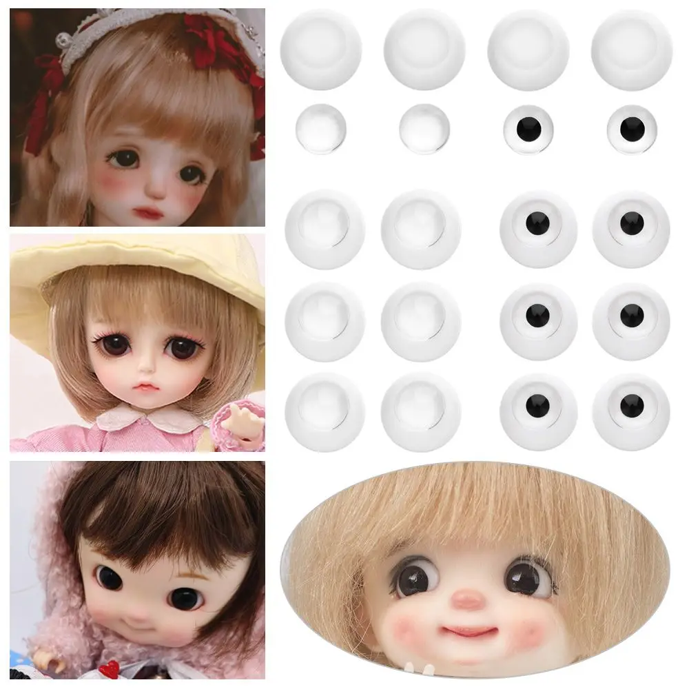 1Set 8~26mm Half Round Acrylic Doll Eyes Eyeball High Quality DIY Sticking Mud Clay Doll Safety Eyes Toy Accessories