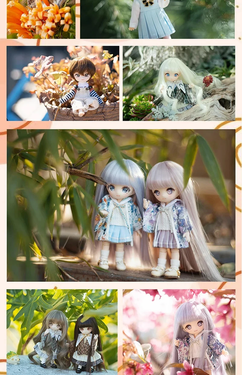 Ob11 Wig Long Straight Hair Short Hair Soft Cute Curly Bangs Wavy Hair for 1/12 Bjd, Gsc ,Ymy Head Doll Accessories Multi-Color