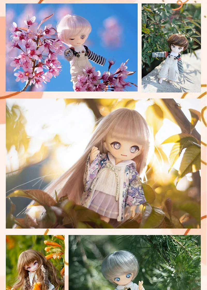Ob11 Wig Long Straight Hair Short Hair Soft Cute Curly Bangs Wavy Hair for 1/12 Bjd, Gsc ,Ymy Head Doll Accessories Multi-Color