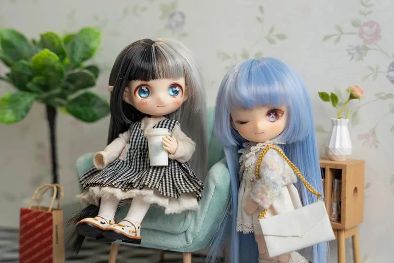 Ob11 Wig Long Straight Hair Short Hair Soft Cute Curly Bangs Wavy Hair for 1/12 Bjd, Gsc ,Ymy Head Doll Accessories Multi-Color