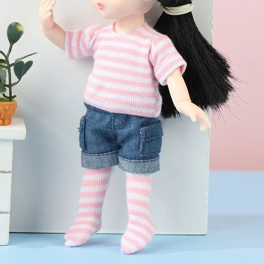 Ob11 Doll Clothes Tight Trousers Fashion Stripe Pantyhose Candy Color Leggings For For 1/12 BJD Doll Stocking Kids Toys