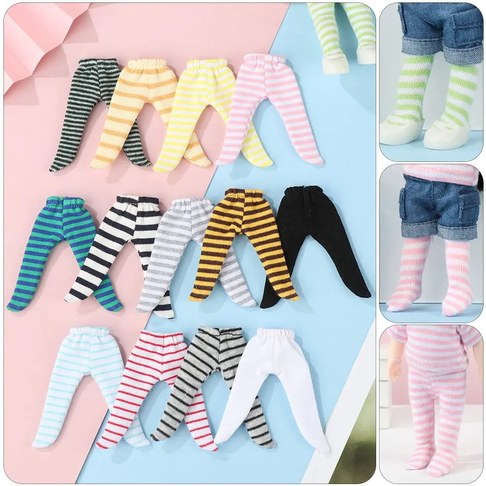 Ob11 Doll Clothes Tight Trousers Fashion Stripe Pantyhose Candy Color Leggings For For 1/12 BJD Doll Stocking Kids Toys