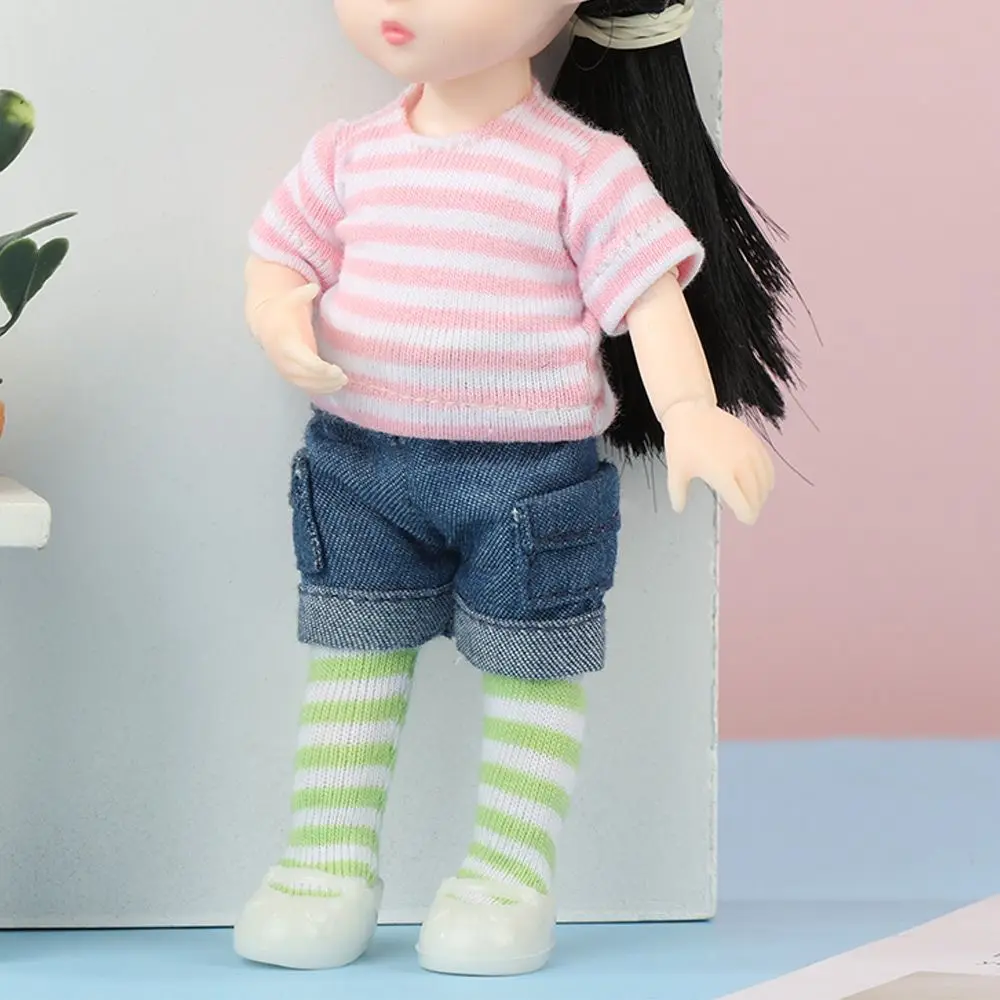 Ob11 Doll Clothes Tight Trousers Fashion Stripe Pantyhose Candy Color Leggings For For 1/12 BJD Doll Stocking Kids Toys