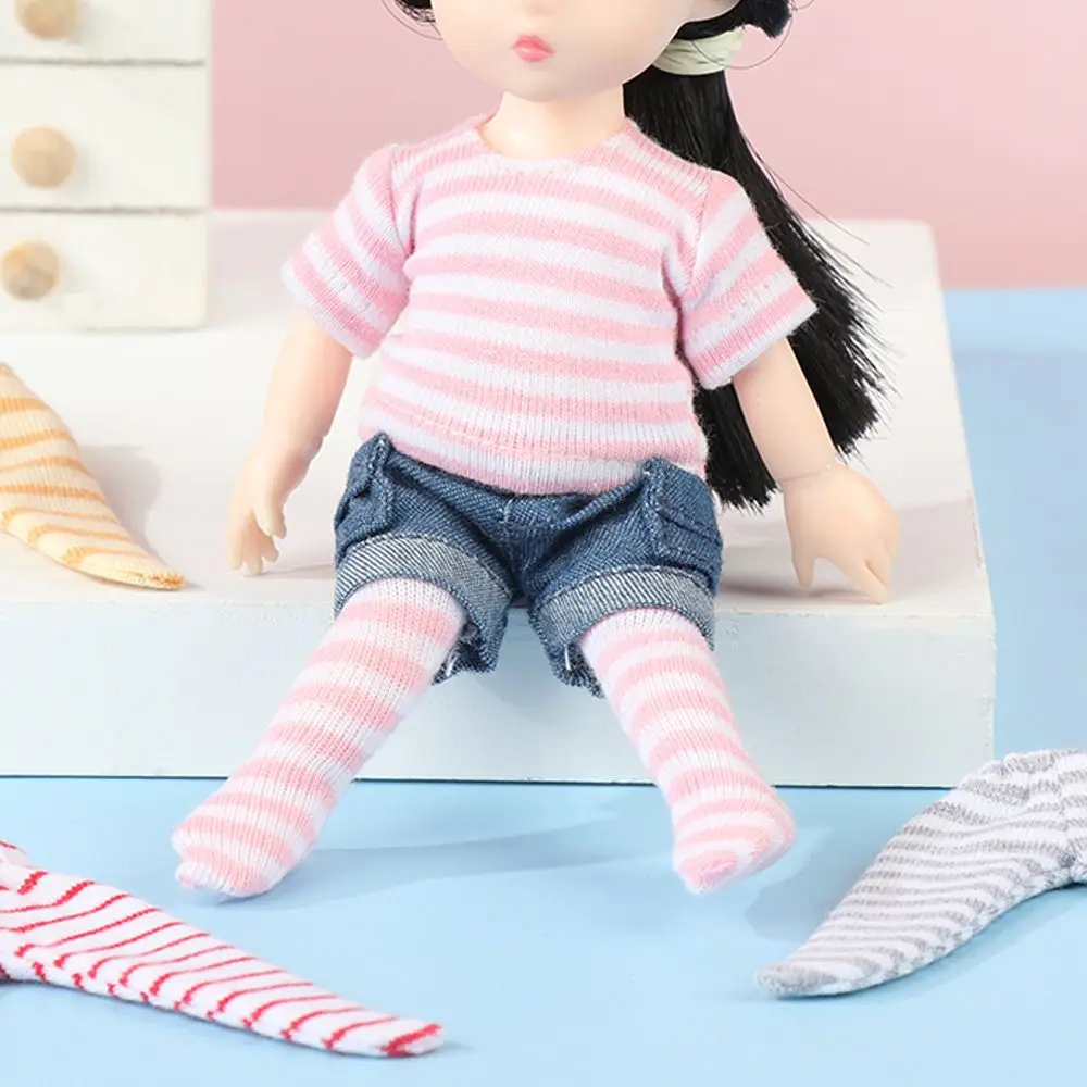 Ob11 Doll Clothes Tight Trousers Fashion Stripe Pantyhose Candy Color Leggings For For 1/12 BJD Doll Stocking Kids Toys