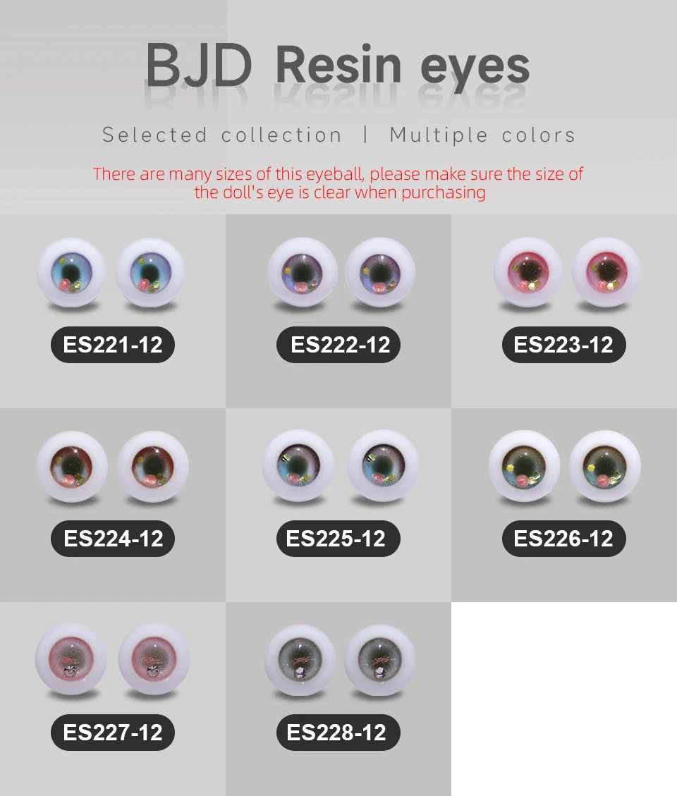 BJD Eyes Resin Eyeball ES221 ES227 8mm 12mm Handscraft Colourful Doll Accessories 1/3 1/4 1/6 for Handmade Colored Eyes