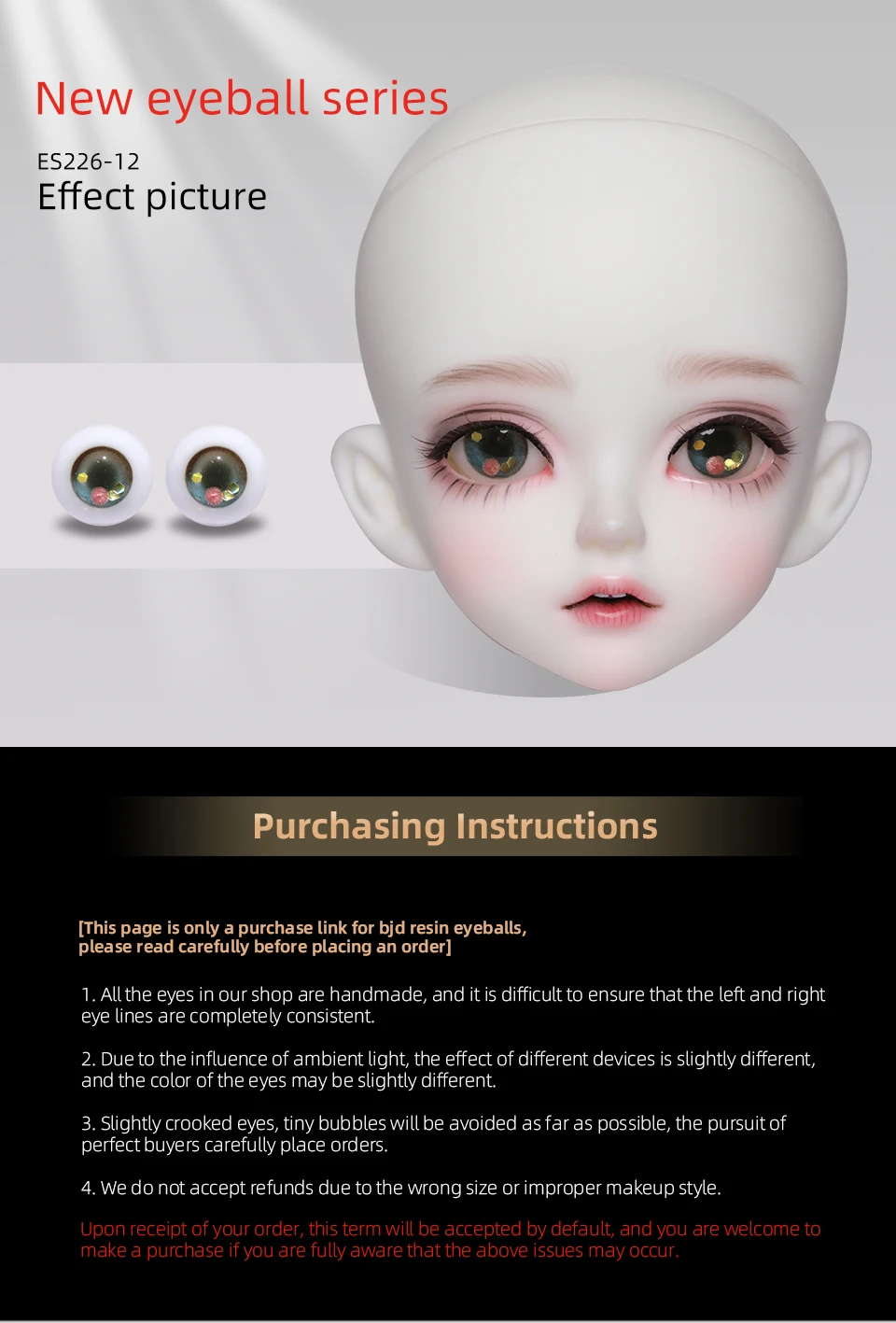 BJD Eyes Resin Eyeball ES221 ES227 8mm 12mm Handscraft Colourful Doll Accessories 1/3 1/4 1/6 for Handmade Colored Eyes
