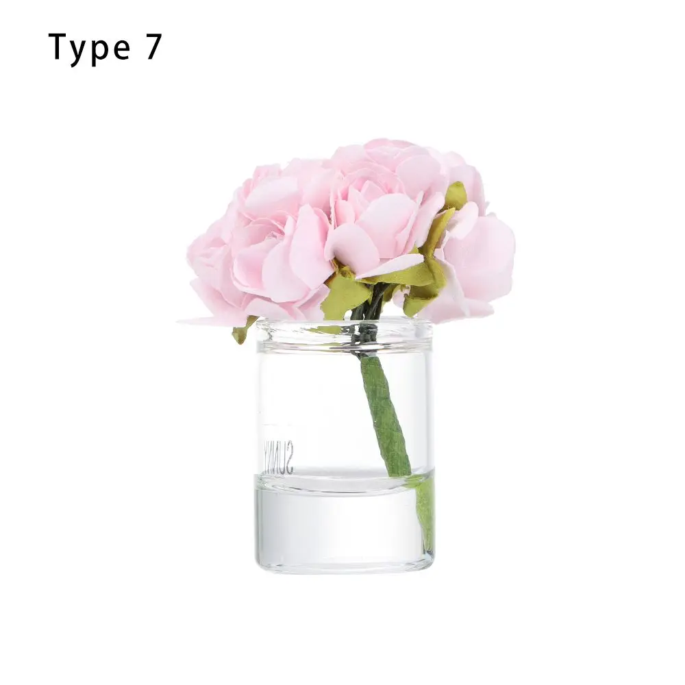 1:12 Scale Dollhouse Flower Vase Doll Accessories Pink Rose White Jasmine Mini Floral Arrangement Miniature Model Furnitue Gift