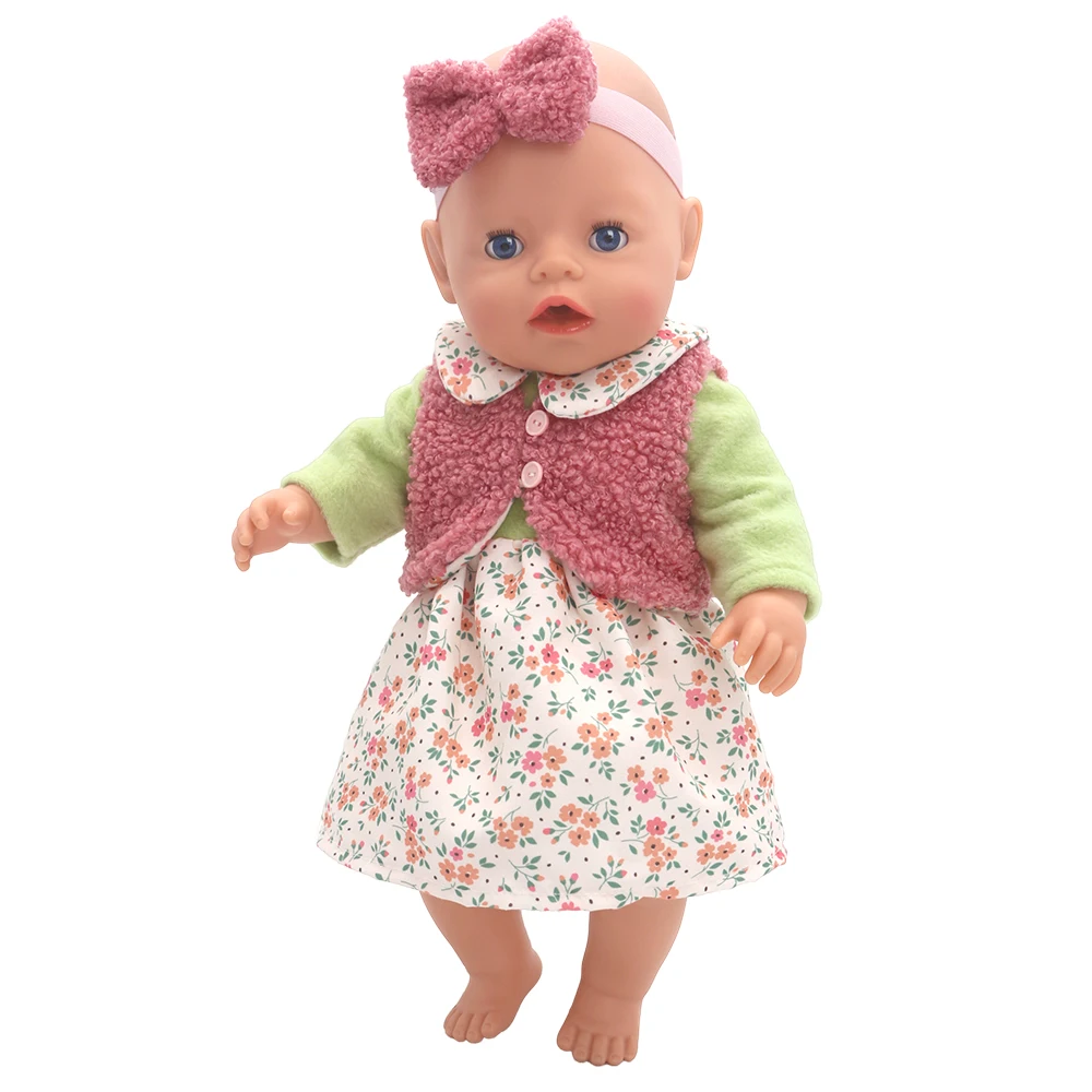 43cm Newborn Doll Cute Honeybee Jumpers Rompers 17-18inch Baby New Born Floral long Sleeve Clothes Set Accessories Holiday Gift