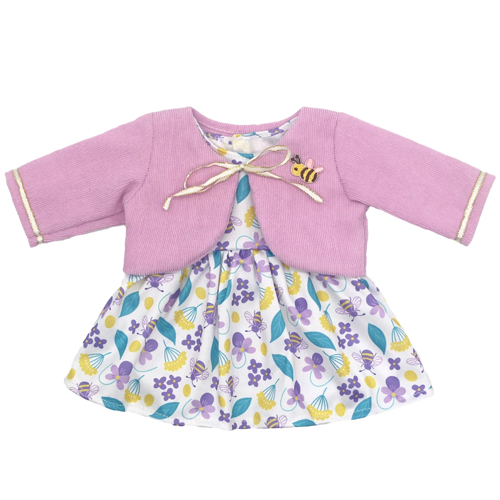 43cm Newborn Doll Cute Honeybee Jumpers Rompers 17-18inch Baby New Born Floral long Sleeve Clothes Set Accessories Holiday Gift