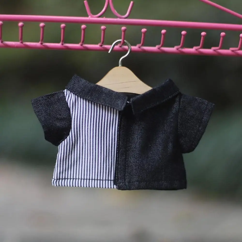 15/20CM Cotton Doll Clothes Fashion Tops Lapel Pure Color Shirt Stripe Lattice Blouse For EXO Idol Dolls Plush Toys Clothing