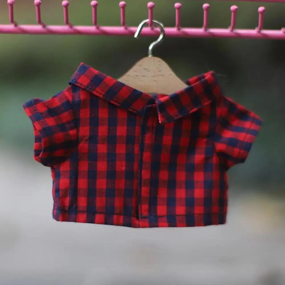 15/20CM Cotton Doll Clothes Fashion Tops Lapel Pure Color Shirt Stripe Lattice Blouse For EXO Idol Dolls Plush Toys Clothing