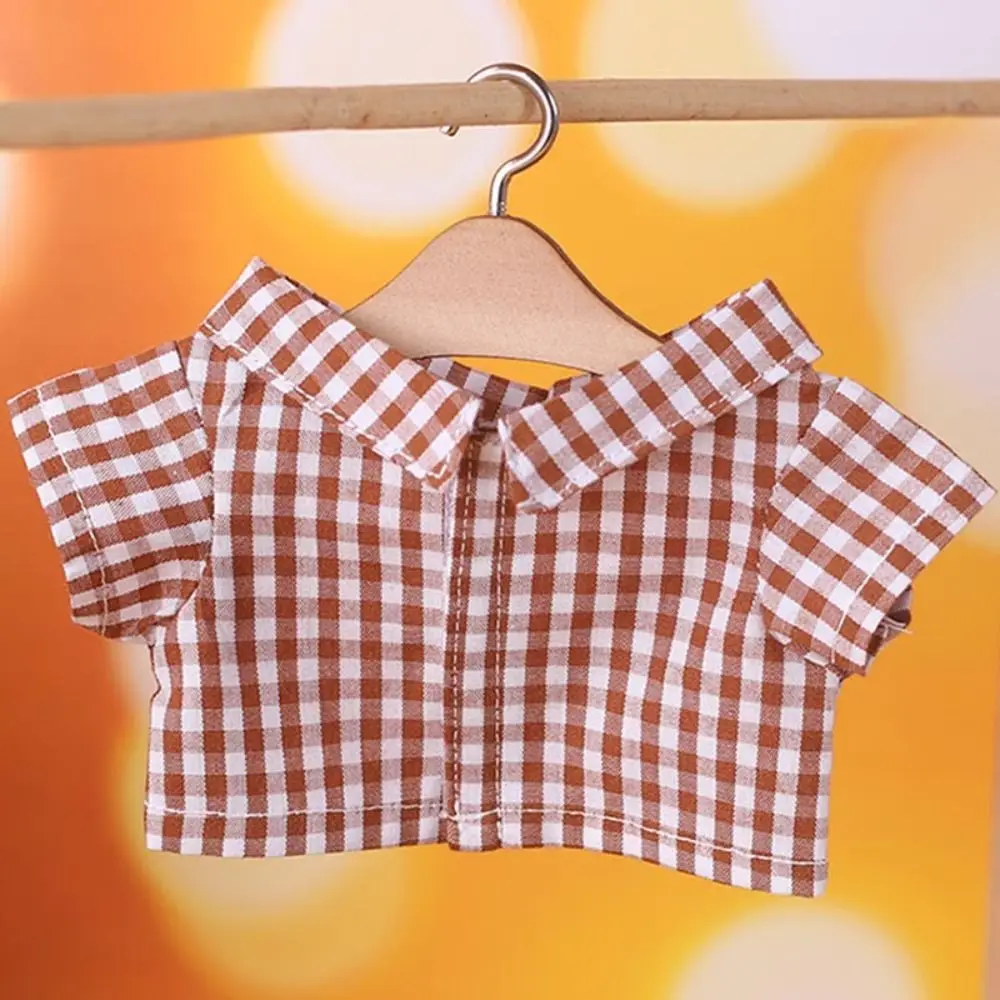 15/20CM Cotton Doll Clothes Fashion Tops Lapel Pure Color Shirt Stripe Lattice Blouse For EXO Idol Dolls Plush Toys Clothing