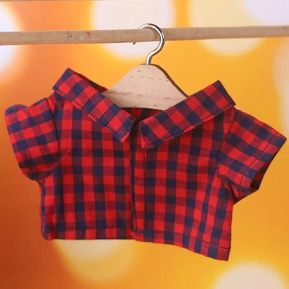 15/20CM Cotton Doll Clothes Fashion Tops Lapel Pure Color Shirt Stripe Lattice Blouse For EXO Idol Dolls Plush Toys Clothing