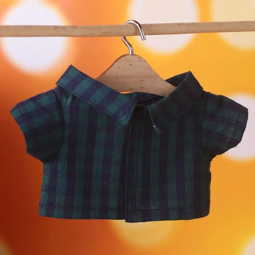 15/20CM Cotton Doll Clothes Fashion Tops Lapel Pure Color Shirt Stripe Lattice Blouse For EXO Idol Dolls Plush Toys Clothing