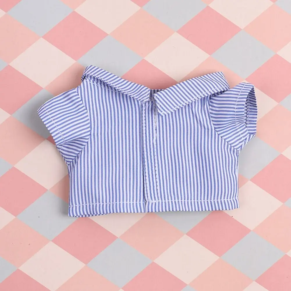15/20CM Cotton Doll Clothes Fashion Tops Lapel Pure Color Shirt Stripe Lattice Blouse For EXO Idol Dolls Plush Toys Clothing