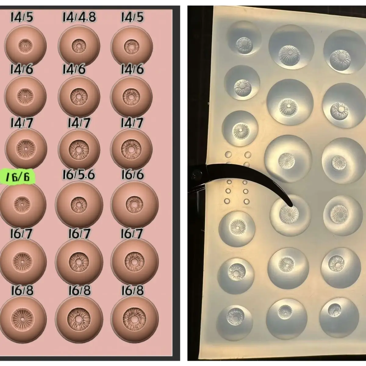 8/10/11/14/16MM Doll Eye Mold Fundus Patterned DIY Handmade Doll Accessories Plastic Molds Doll Resin Eye Mold Toy