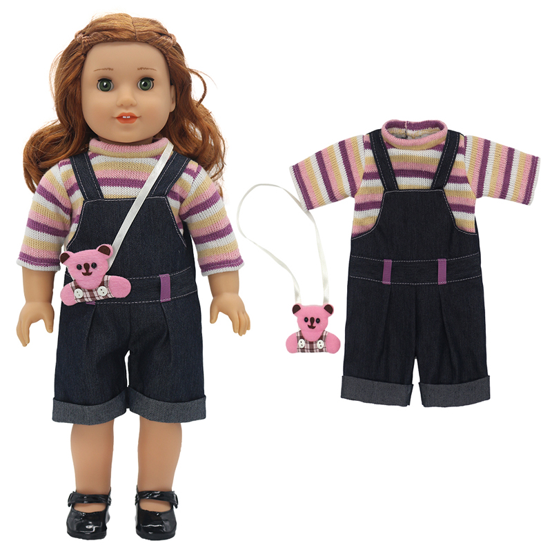 18" Girls Doll Overall Wear 43 Cm Baby Doll Clothes Rompers Children Girl Gifts