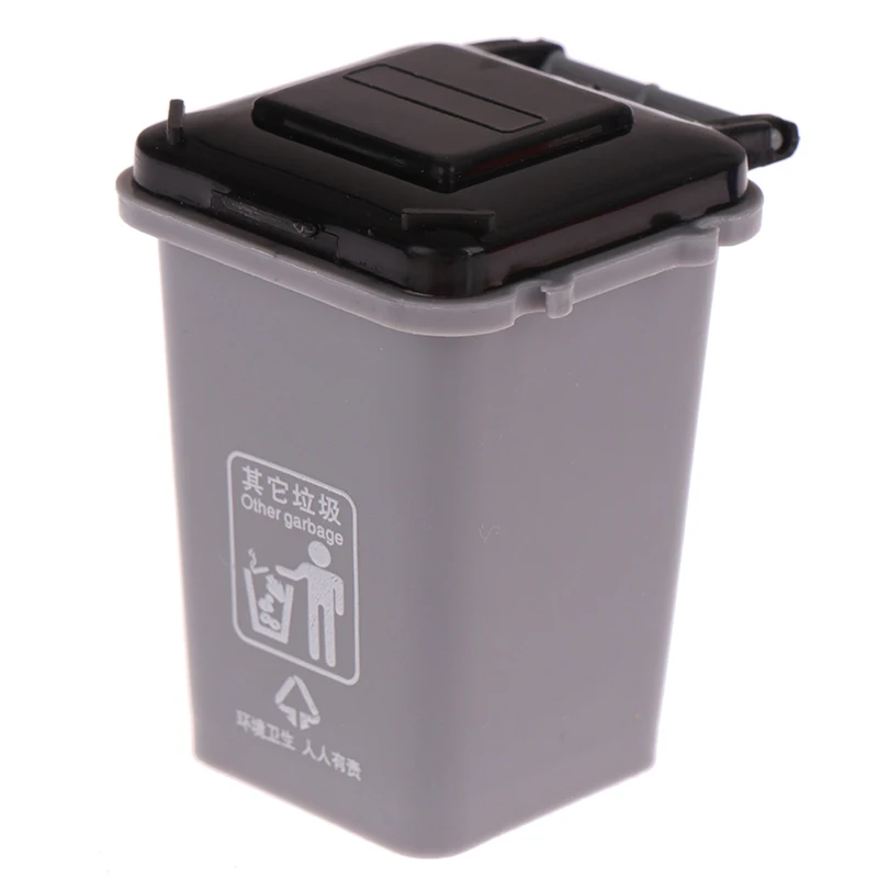 1:12 Dollhouse Furniture Toy Mini Trash Can Toy Garbage Truck Cans Curbside Vehicle Garbage Separation Bin Toys Kid Gift