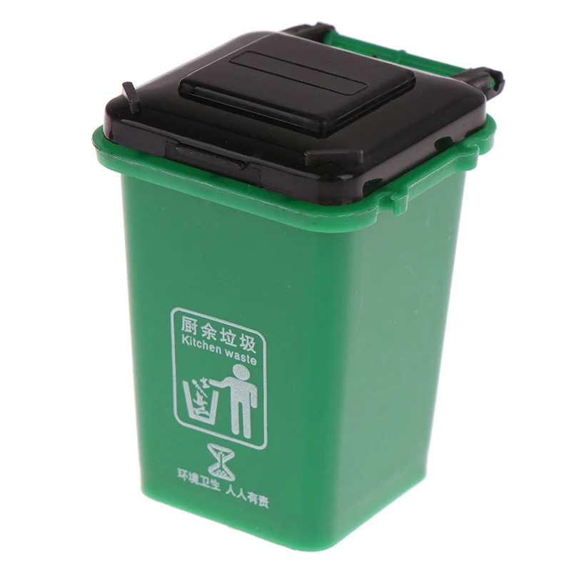 1:12 Dollhouse Furniture Toy Mini Trash Can Toy Garbage Truck Cans Curbside Vehicle Garbage Separation Bin Toys Kid Gift