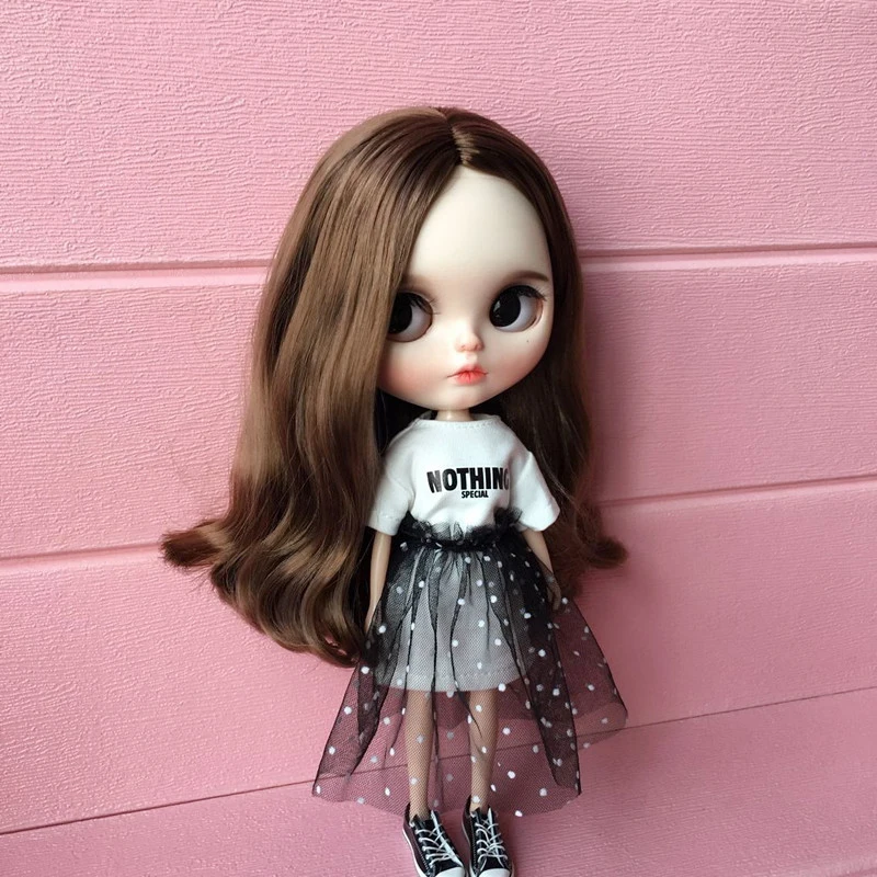 1pcs Blythe Clothes long T-shirt+Lace Skirt White Dress for Doll Accessories Clothing (Blythe,ob,Pullip,OB24,1/6 Dolls)