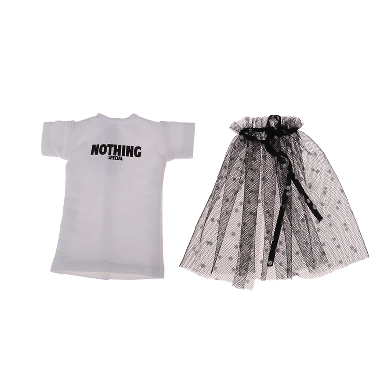 1pcs Blythe Clothes long T-shirt+Lace Skirt White Dress for Doll Accessories Clothing (Blythe,ob,Pullip,OB24,1/6 Dolls)
