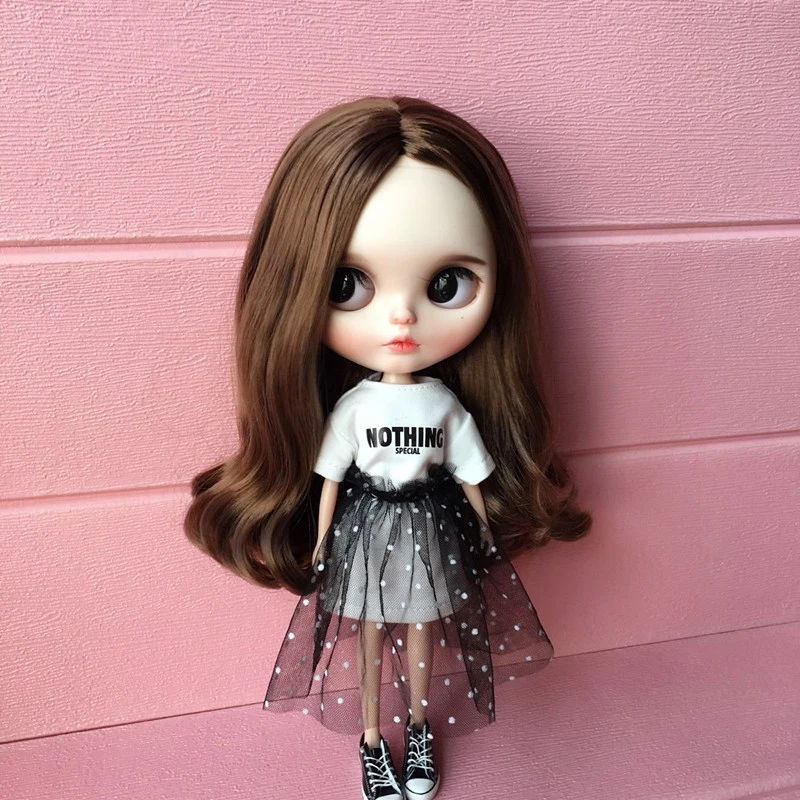 1pcs Blythe Clothes long T-shirt+Lace Skirt White Dress for Doll Accessories Clothing (Blythe,ob,Pullip,OB24,1/6 Dolls)