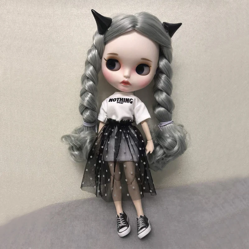 1pcs Blythe Clothes long T-shirt+Lace Skirt White Dress for Doll Accessories Clothing (Blythe,ob,Pullip,OB24,1/6 Dolls)