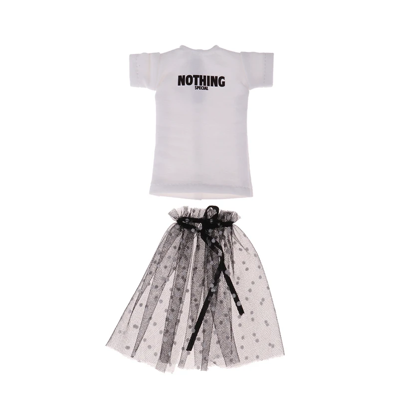 1pcs Blythe Clothes long T-shirt+Lace Skirt White Dress for Doll Accessories Clothing (Blythe,ob,Pullip,OB24,1/6 Dolls)