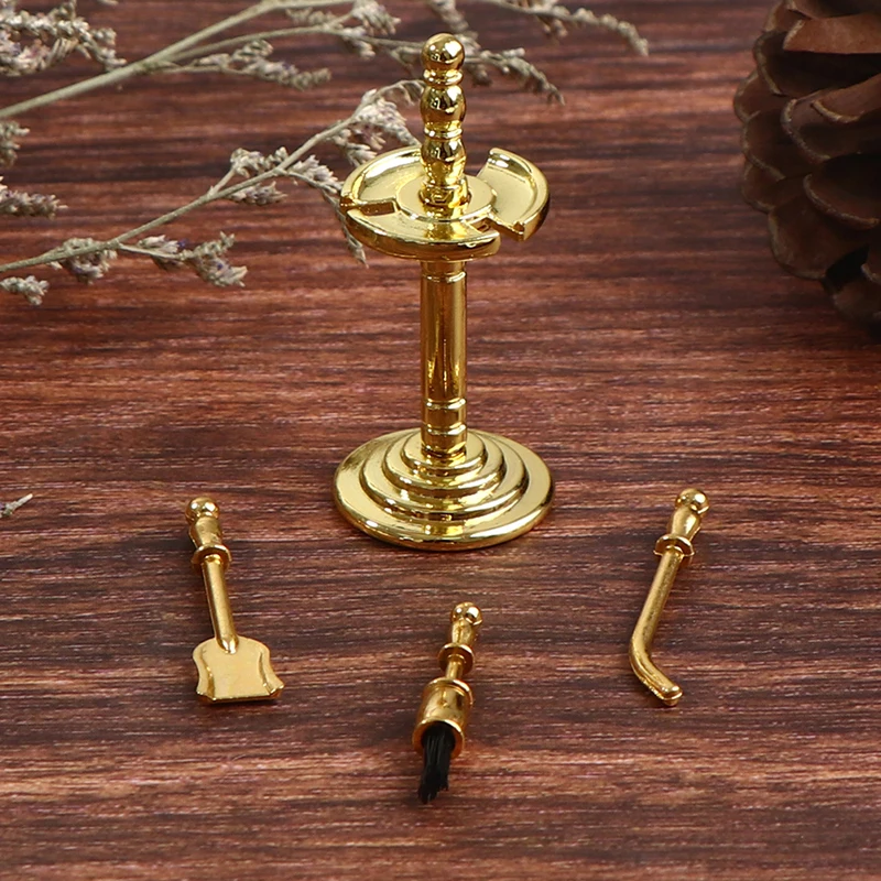 4pcs/lot Alloy Miniature Cleaning Tools Display Holder For 1/12 Dolls House Life Scenes Decoration Accessory