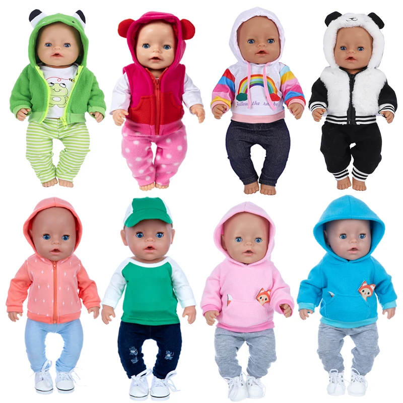 New Born Baby Doll Clothes Hooded Sweater for 18" Girl Doll Jacket Toys Doll Outfits