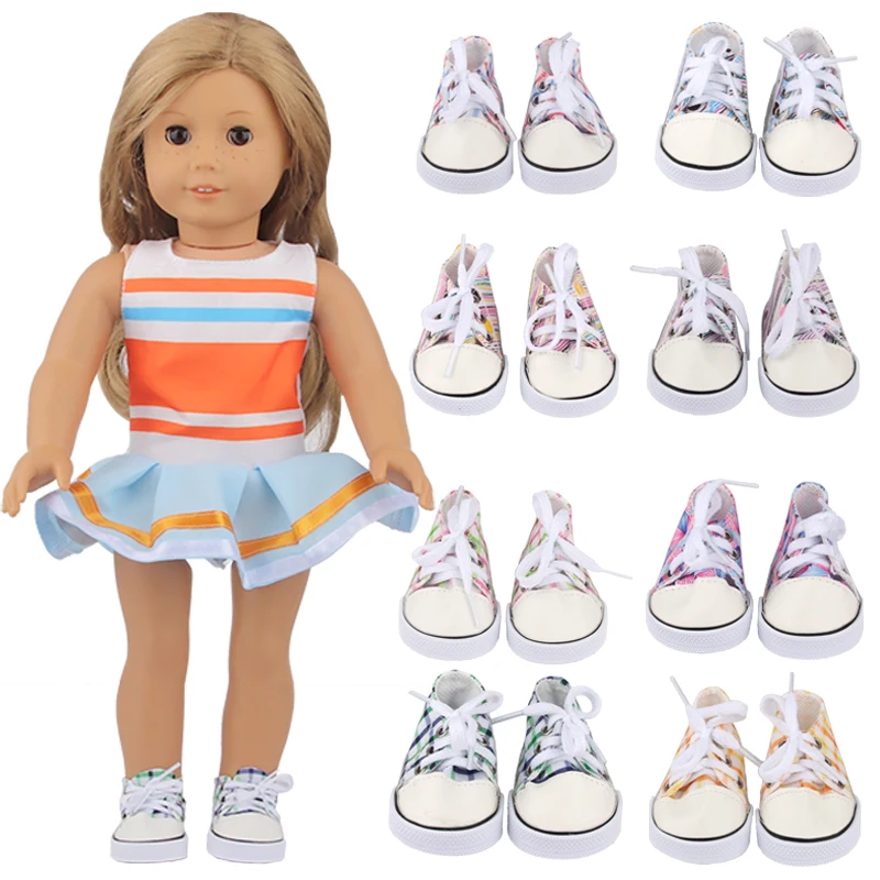 16 Styles 7 cm Canvas Doll Shoes Clothes Accessories Sneakers For 43cm Baby New Born Reborn And 18 Inch Amerian Doll Girl Toy