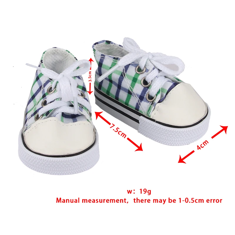 16 Styles 7 cm Canvas Doll Shoes Clothes Accessories Sneakers For 43cm Baby New Born Reborn And 18 Inch Amerian Doll Girl Toy
