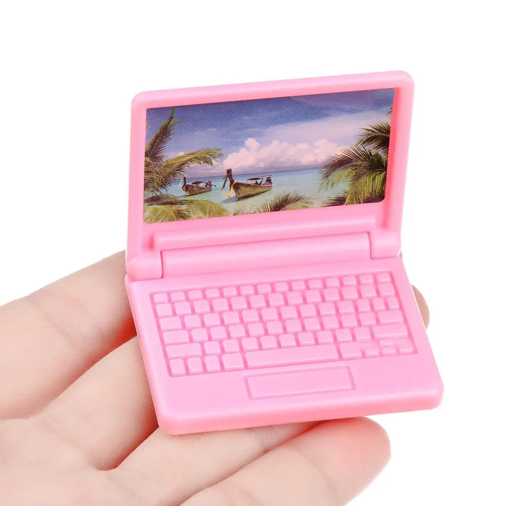 1Pcs Simulation Miniature Tablet Computer Mini Laptop Model Collapsible Office Computer Model Dollhouse Decoration Accessories