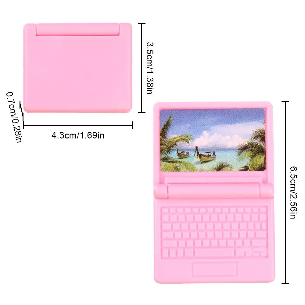 1Pcs Simulation Miniature Tablet Computer Mini Laptop Model Collapsible Office Computer Model Dollhouse Decoration Accessories