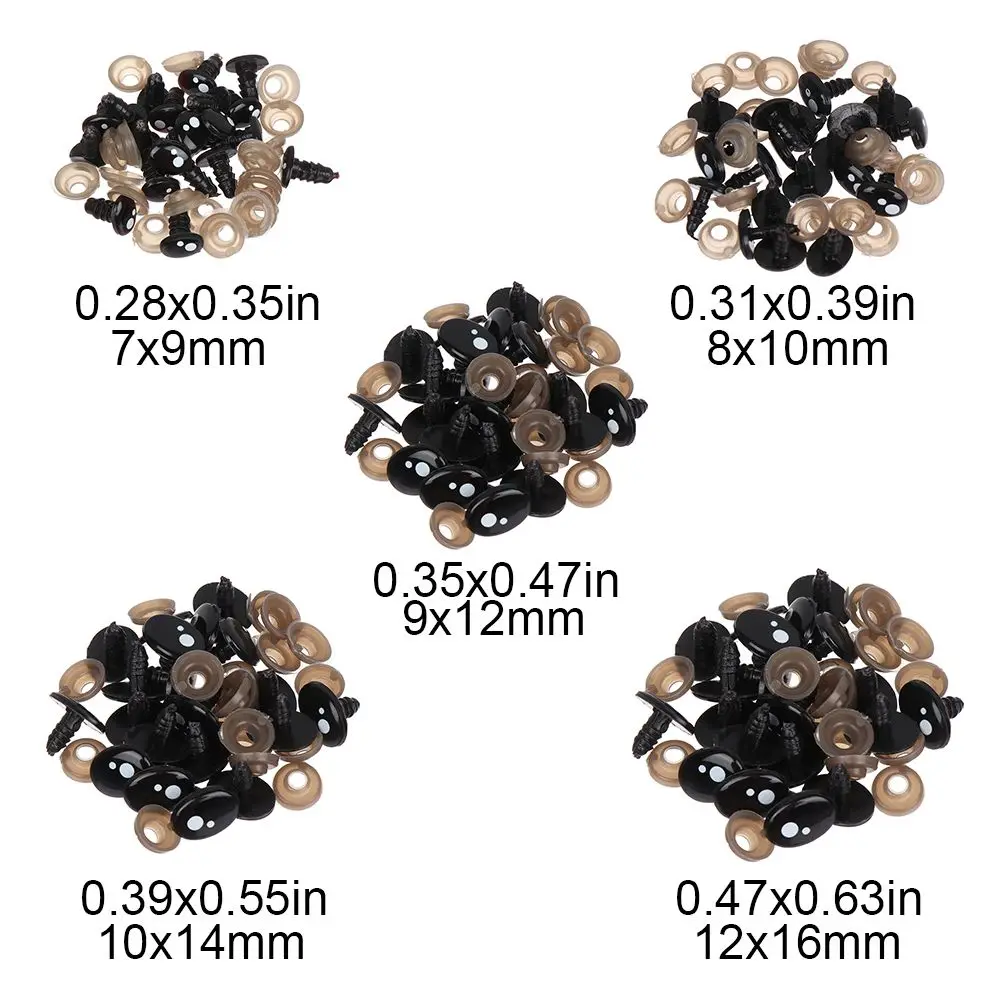 20/40Pcs Oval Black Eyes For Toys Cartoon Safety Eyes For Dolls Making Animal Amigurumi Bear Craft Accessories