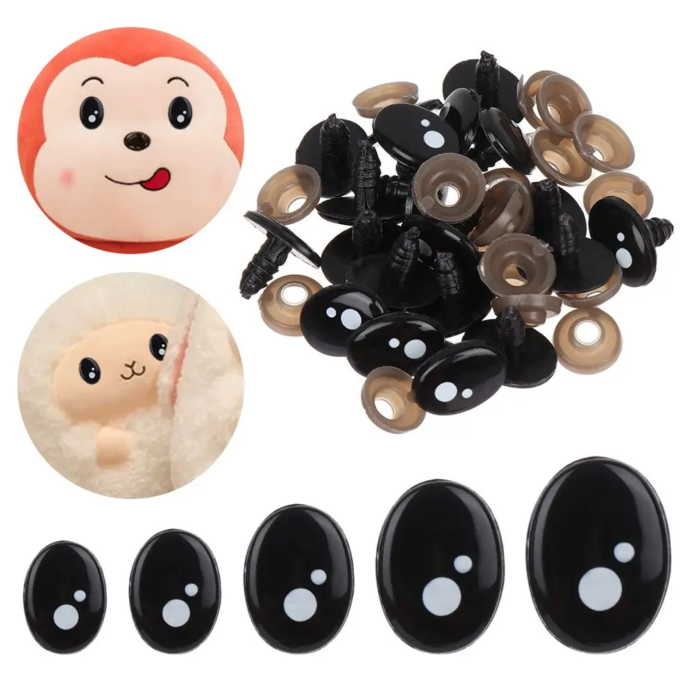 20/40Pcs Oval Black Eyes For Toys Cartoon Safety Eyes For Dolls Making Animal Amigurumi Bear Craft Accessories