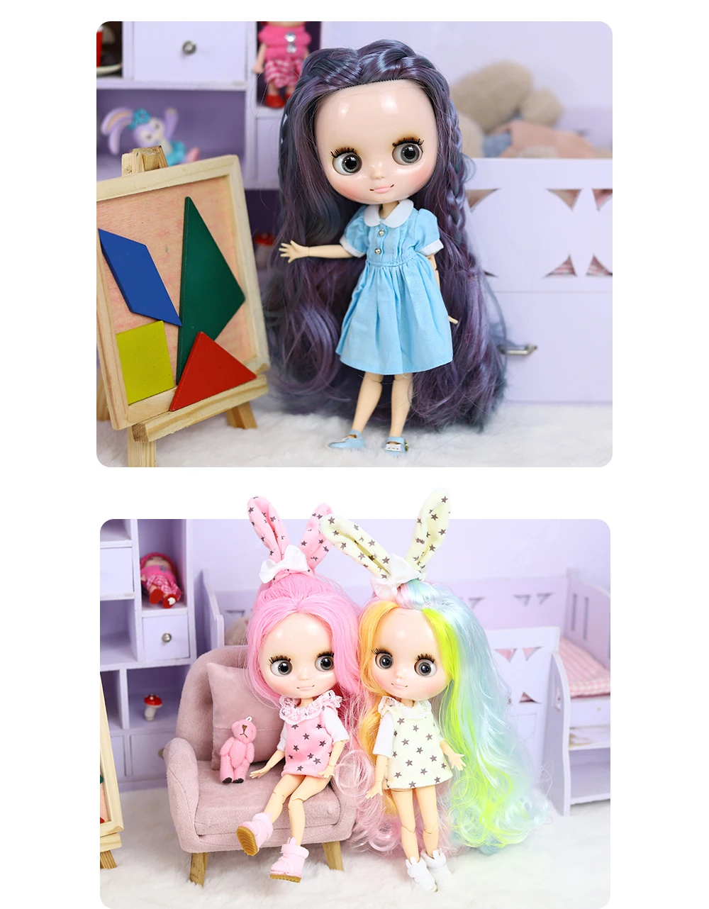 DBS Middie Blythe doll clothes Youth cute suit Little Red Hat suit Suitable for 20 cm joint body wear