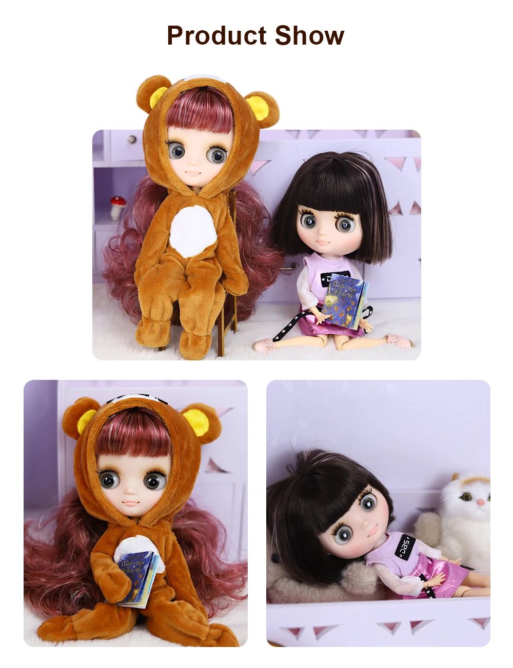 DBS Middie Blythe doll clothes Youth cute suit Little Red Hat suit Suitable for 20 cm joint body wear