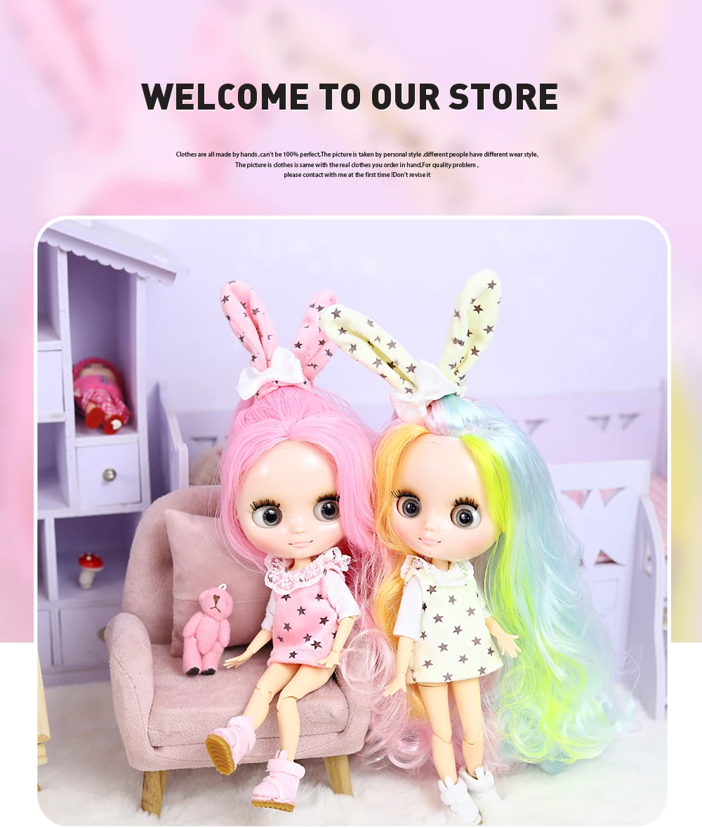 DBS Middie Blythe doll clothes Youth cute suit Little Red Hat suit Suitable for 20 cm joint body wear