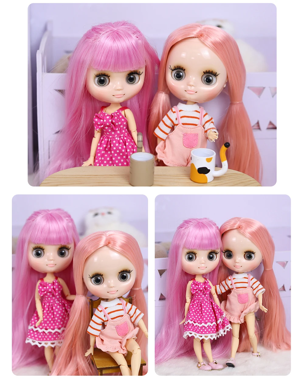 DBS Middie Blythe doll clothes Youth cute suit Little Red Hat suit Suitable for 20 cm joint body wear