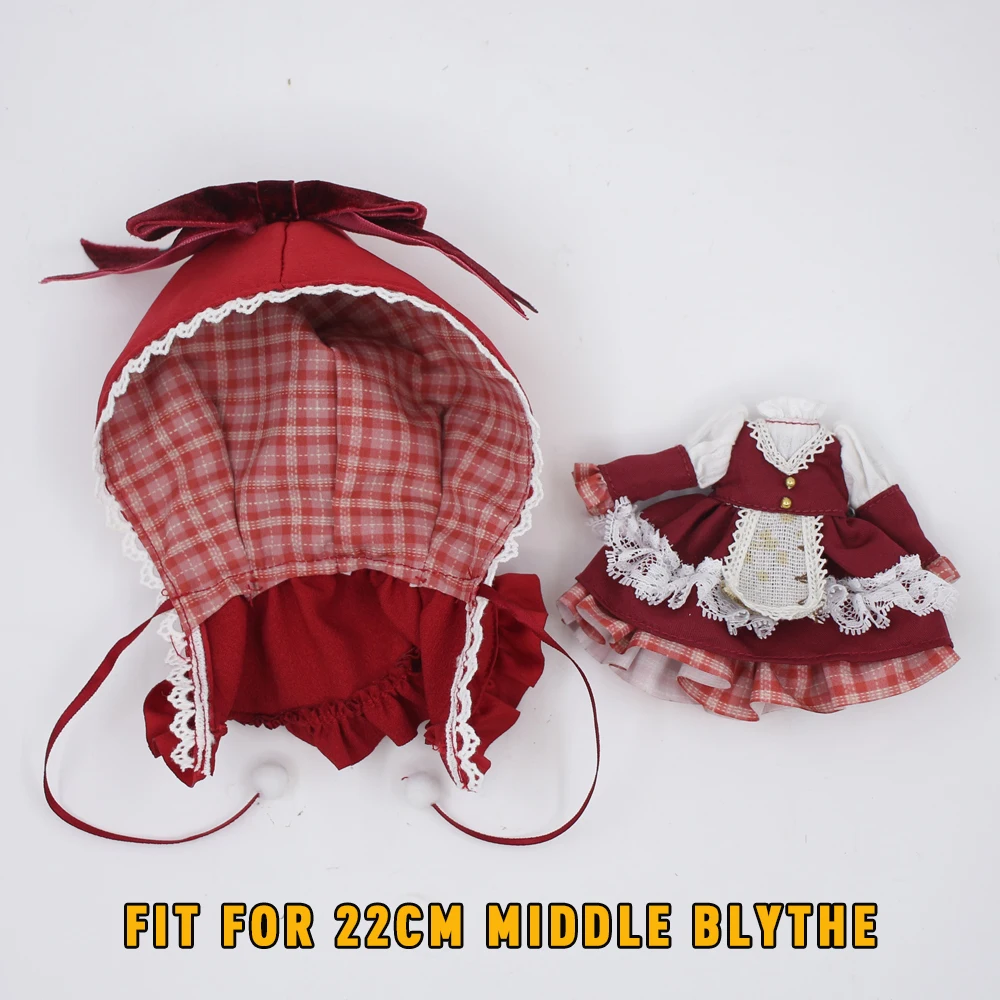 DBS Middie Blythe doll clothes Youth cute suit Little Red Hat suit Suitable for 20 cm joint body wear